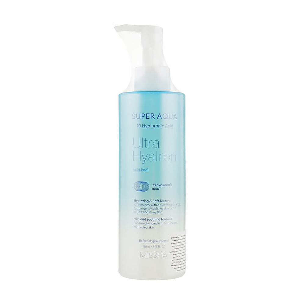 М'який пілінг-гель для обличчя Missha Super Aqua Ultra Hyalron Mild Peel з гіалуроновою кислотою, 250 мл